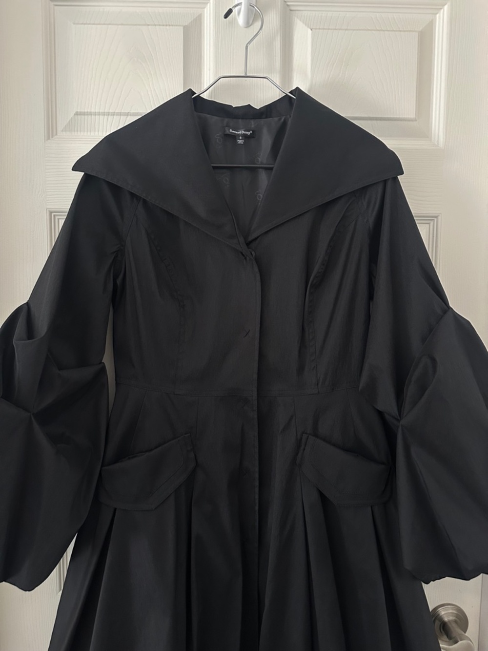 Samuel Dong Bubble Trench Coat Black Women’s Size Small - Picture 3 of 13